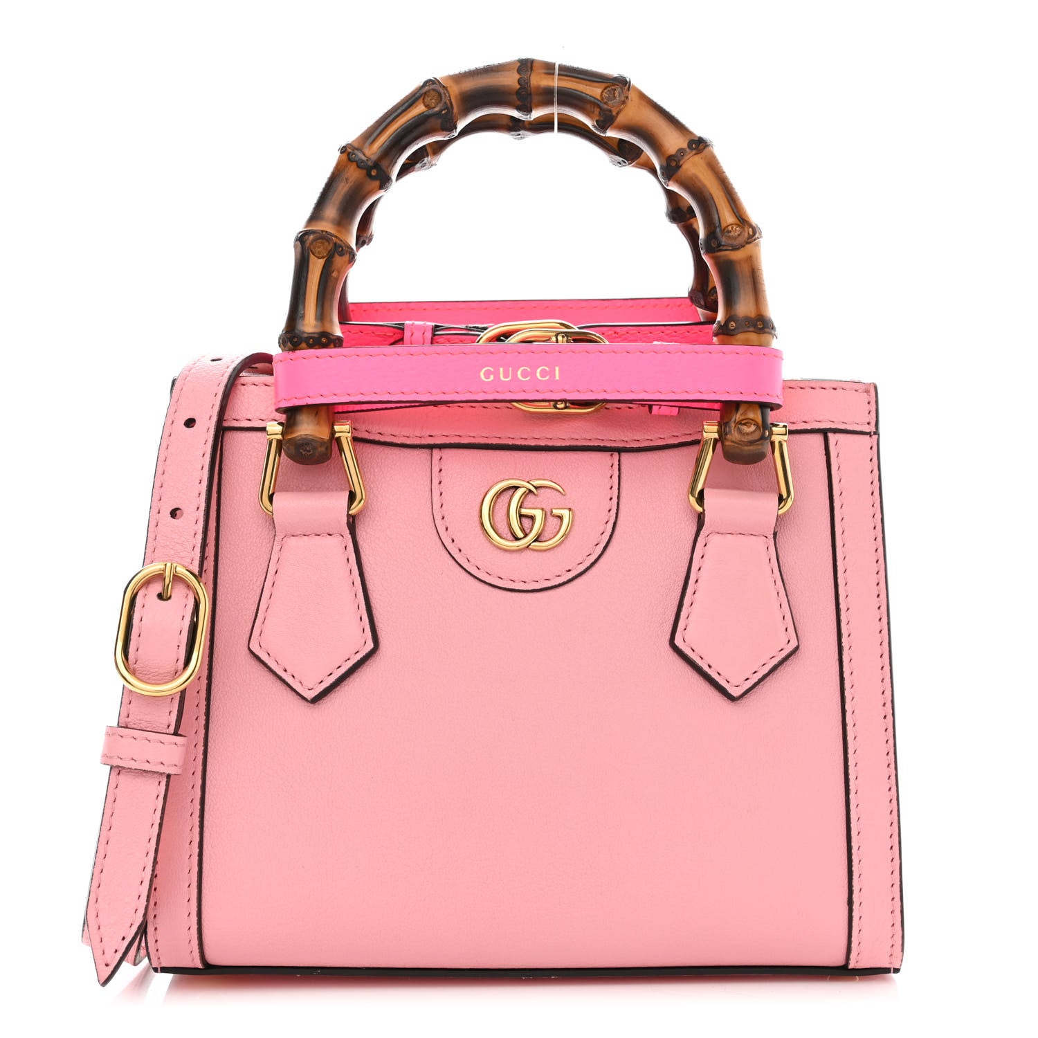 Gucci Wonka Grain Calfskin Mini Diana Tote Bag Wild Rose Fuxia Fluo 1 of 9