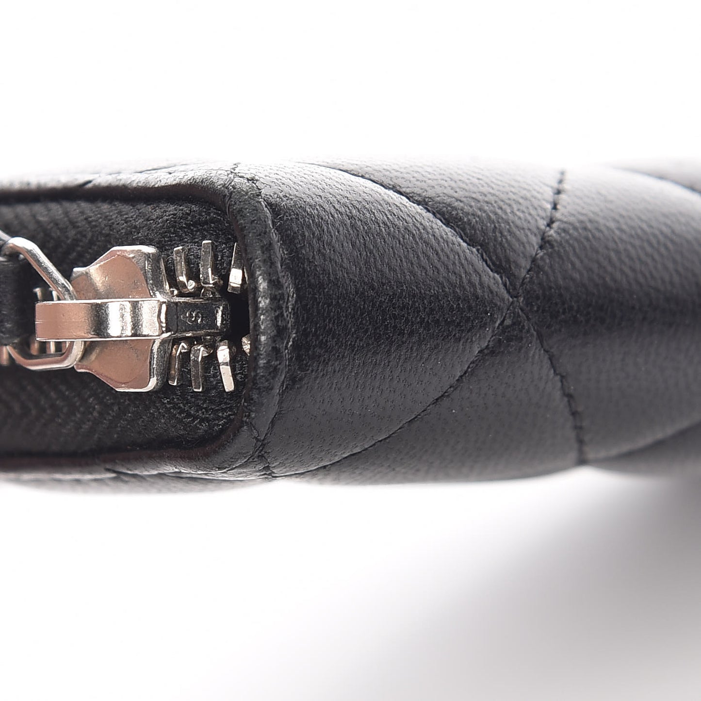 Lambskin Quilted Zip Coin Purse Black