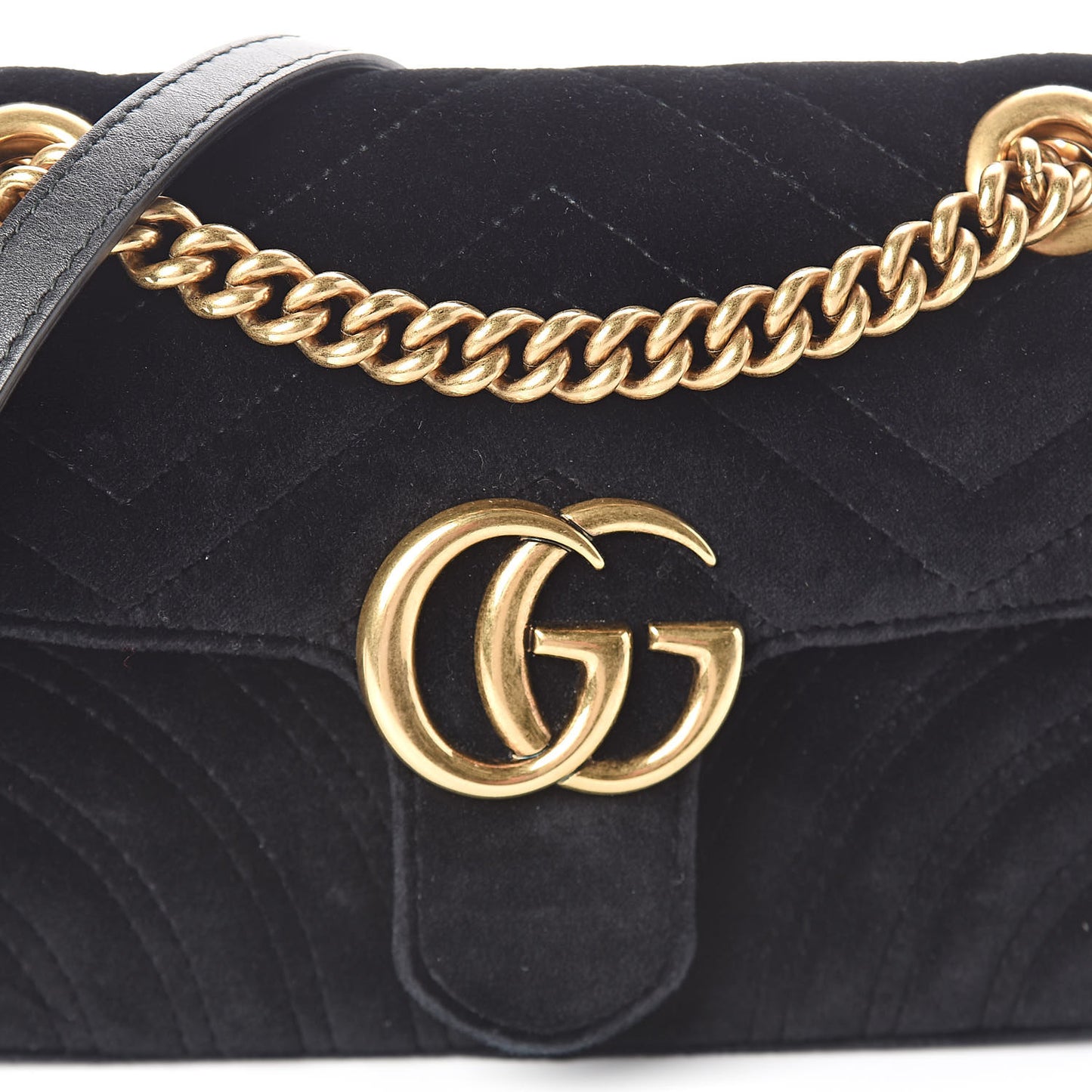 Velvet Matelasse Mini GG Marmont Shoulder Bag Black