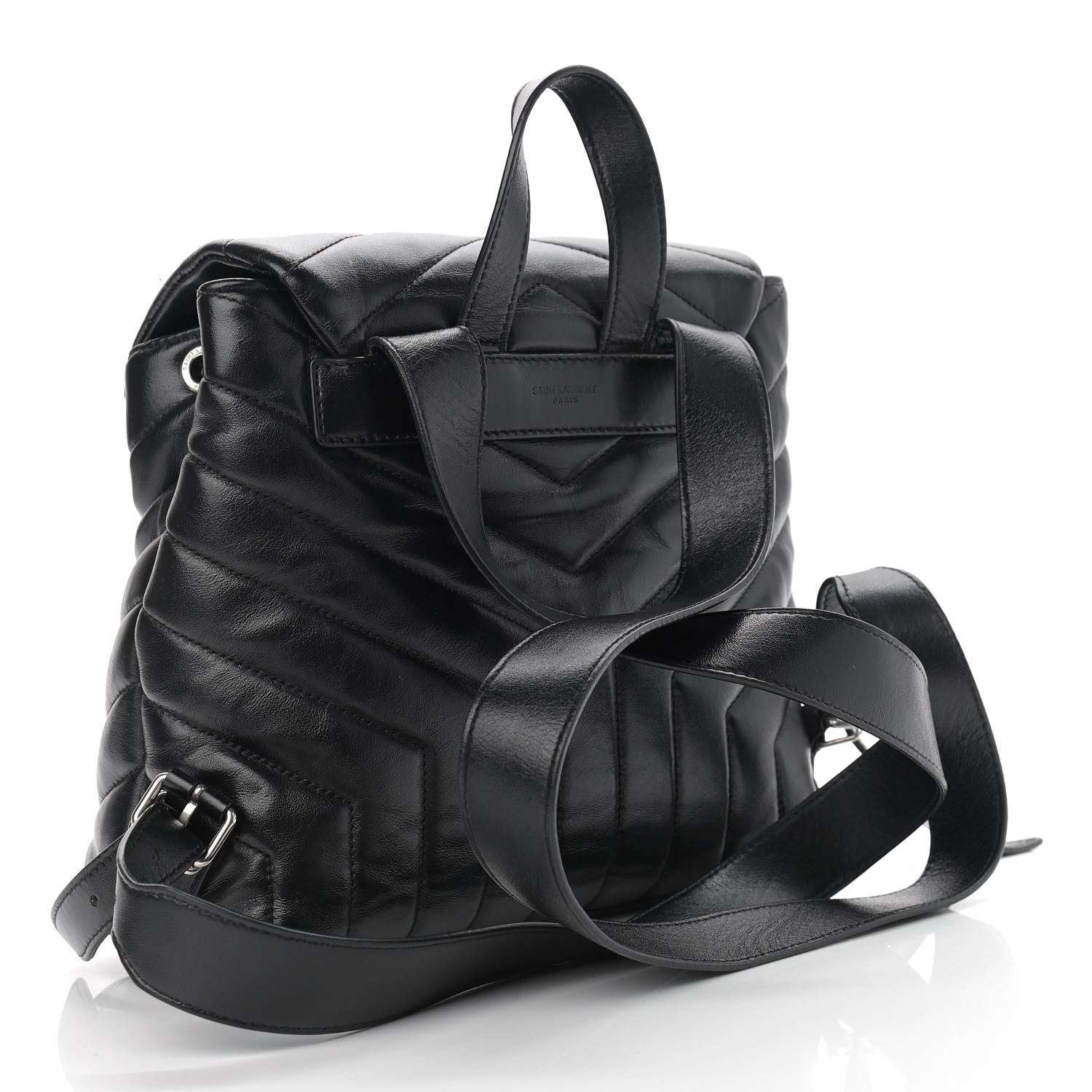Saint Laurent Calfskin Y Quilted Monogram Small Loulou Backpack Black 3 of 12