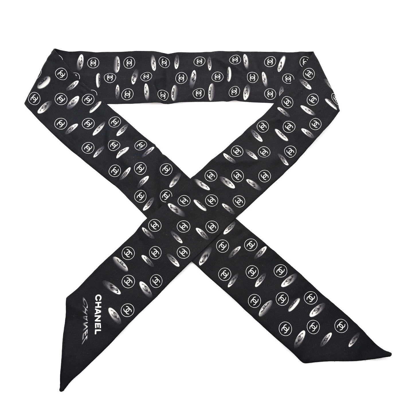 Silk CC Slim Bandeau Scarf Black