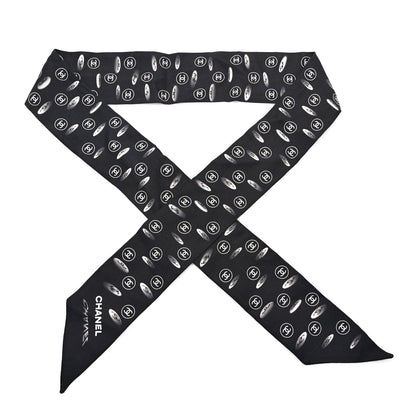 Chanel Silk CC Slim Bandeau Scarf Black 1 of 3