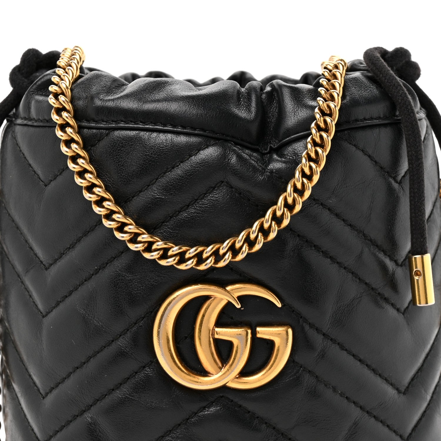Gucci Calfskin Matelasse Mini GG Marmont 2.0 Bucket Bag Black 8 of 12