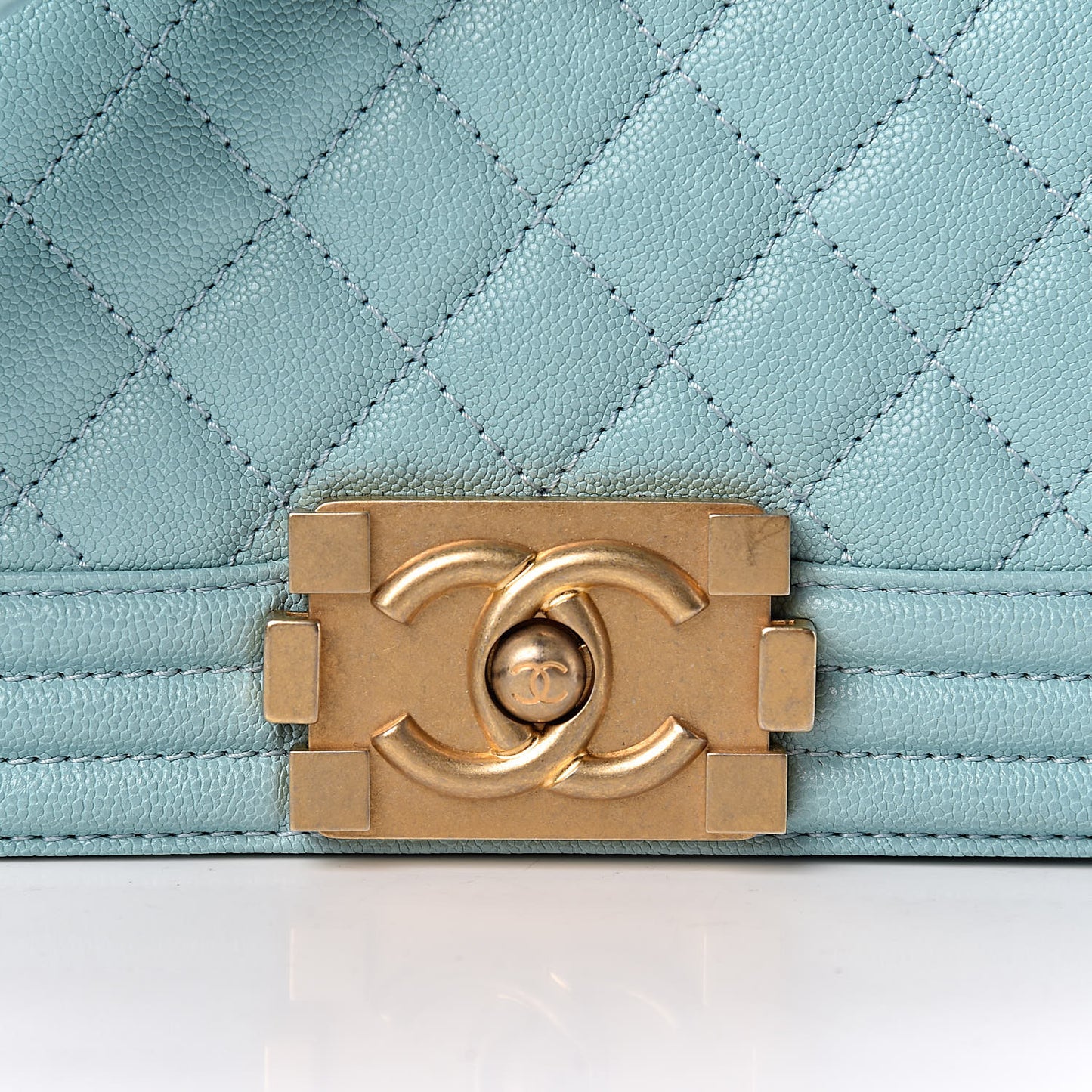 Caviar Quilted Small Boy Flap Light Blue