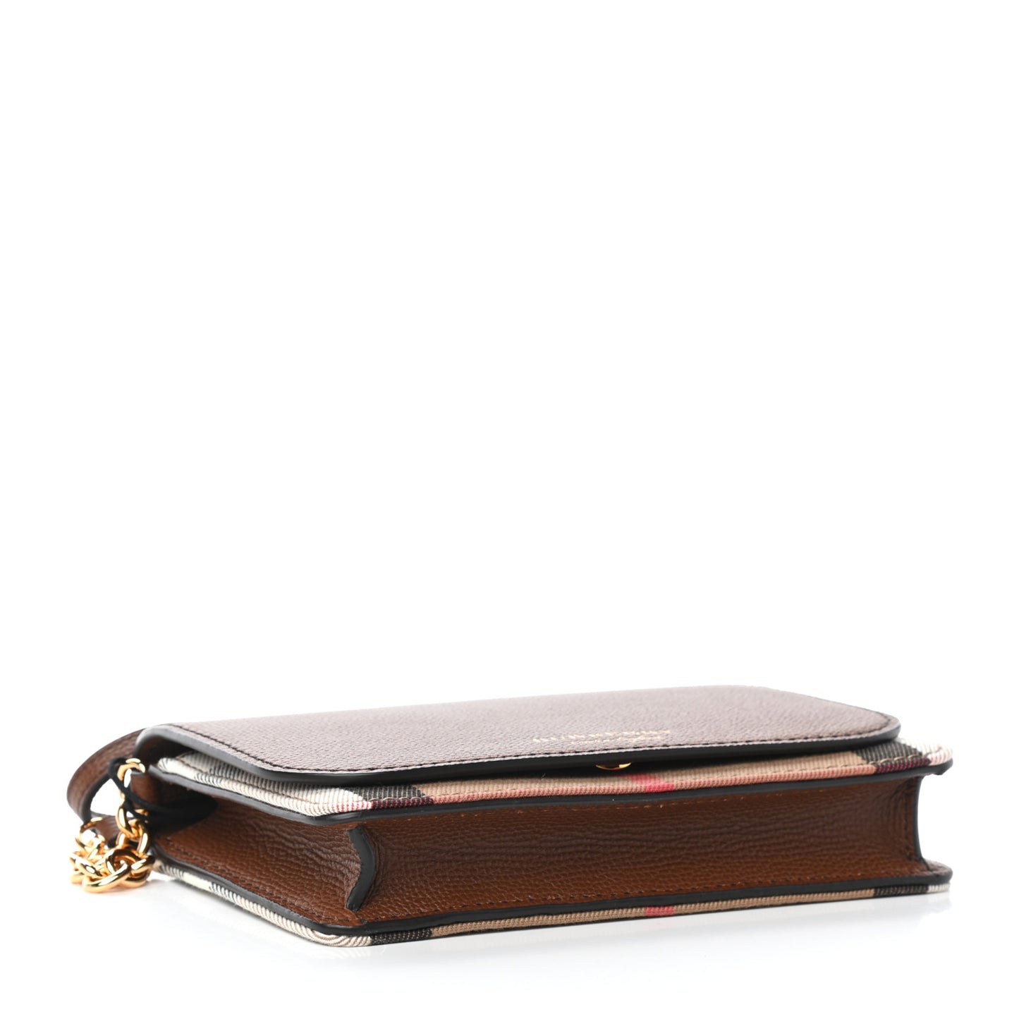 Derby Calfskin House Check Wallet On Chain Tan