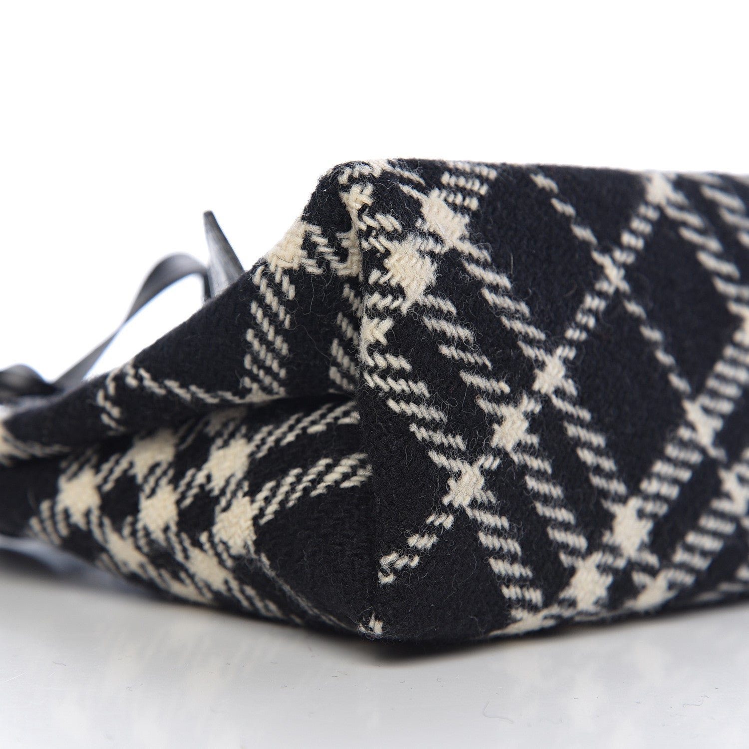 Burberry Wool Plaid Check Tote Black 7 of 8