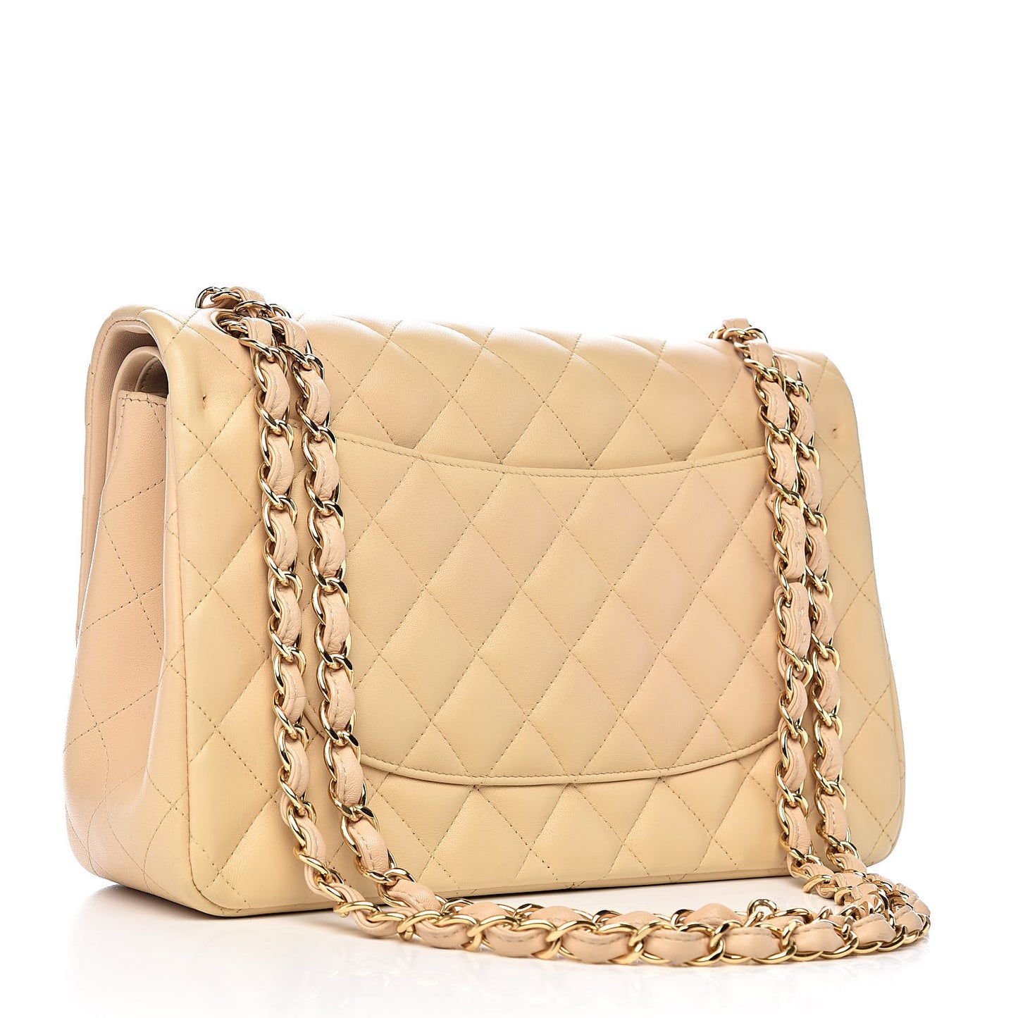 Lambskin Quilted Jumbo Double Flap Beige Clair
