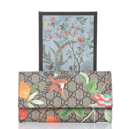 Gucci GG Supreme Monogram Tian Continental Wallet Beige Multicolor Red 8 of 8