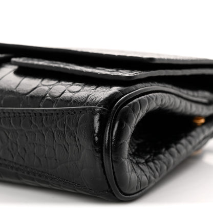 Balenciaga Crocodile Embossed Small Bel Air Clutch On Strap Black 9 of 9