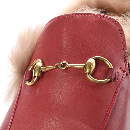 Gucci Betis Glamour Calfskin Fur Princetown Slippers 40.5 Hibiscus Red Naturale 9 of 12