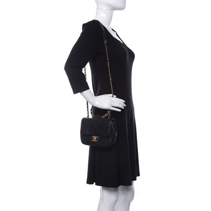 Chanel Lambskin Quilted Small Circular Handle Bag Black 2 of 11