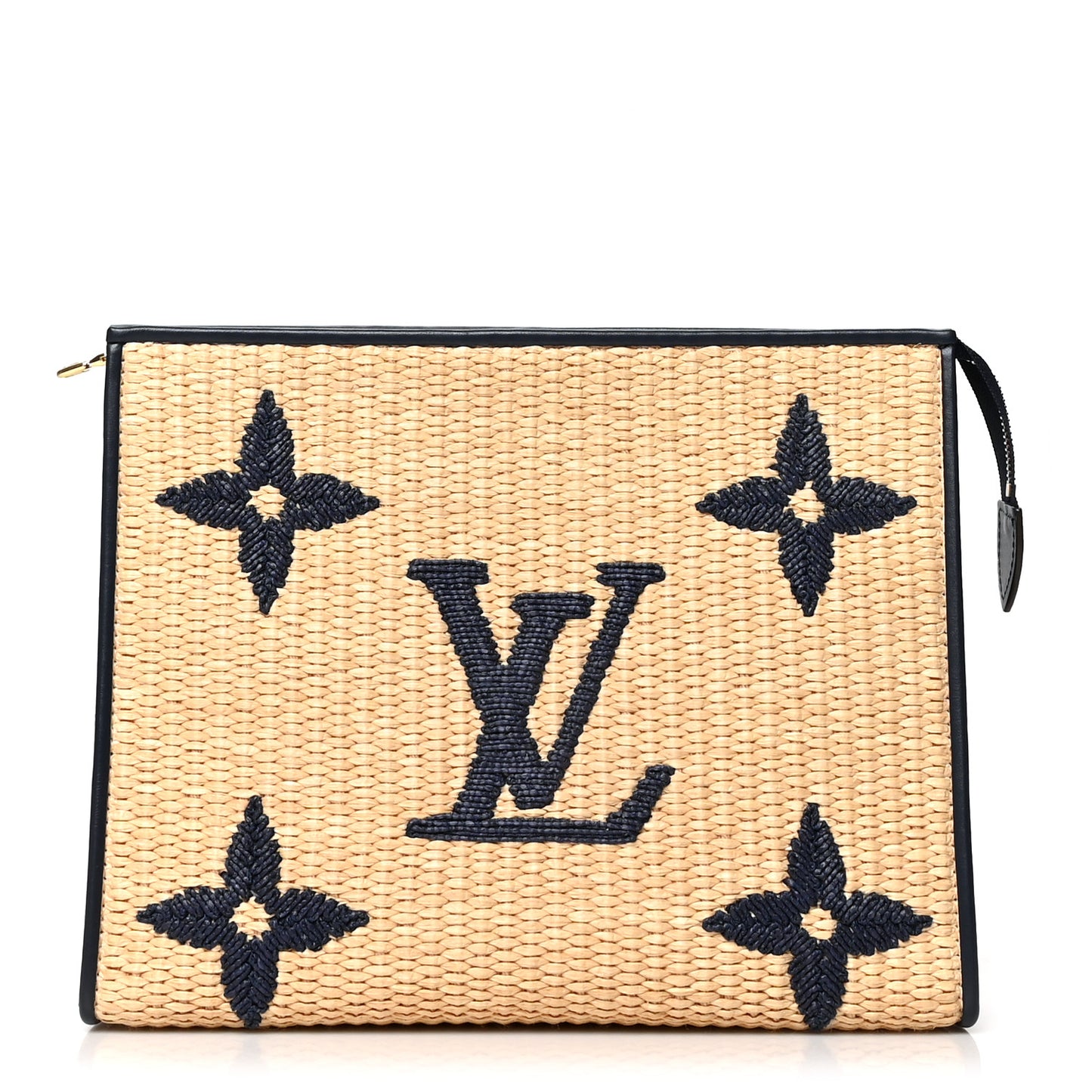 Raffia Calfskin Monogram Giant Toiletry Pouch 26 Blue