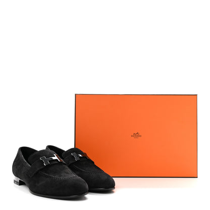 Hermes Suede Goatskin Paris Loafers 36 Black 10 of 10