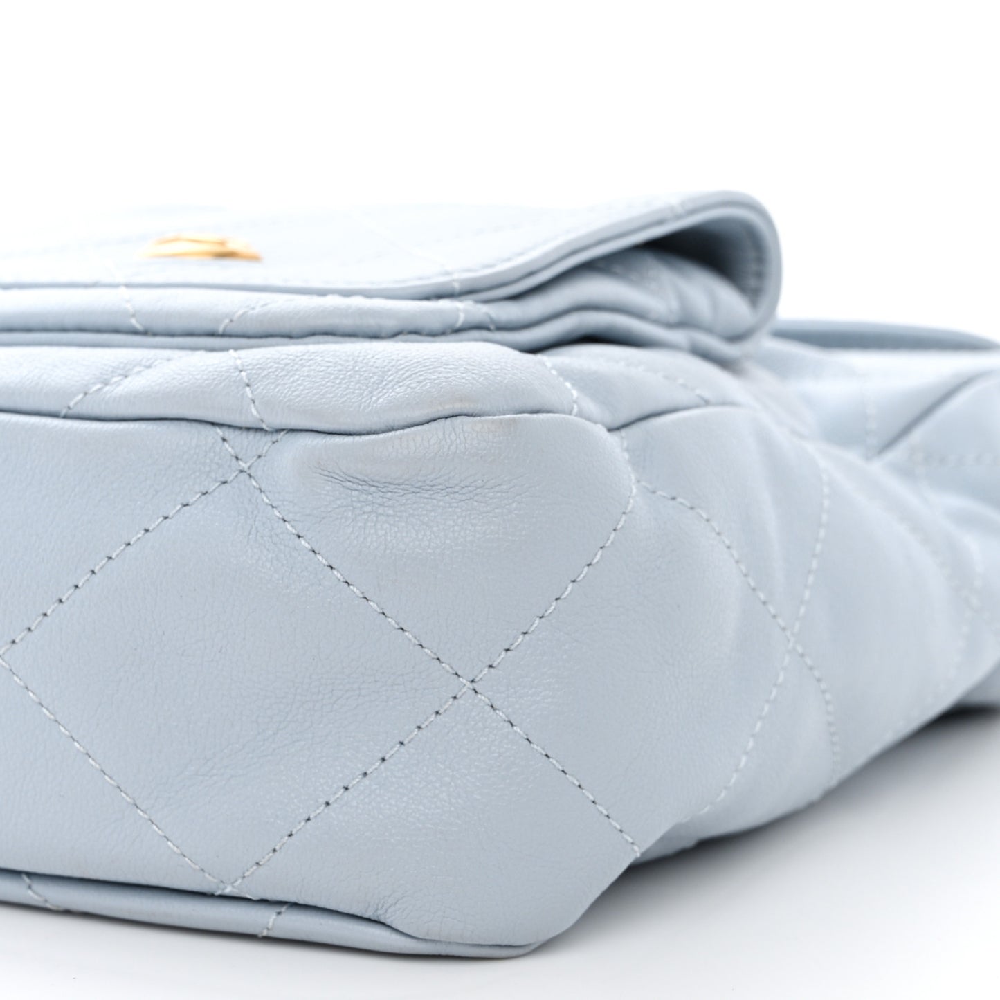 Shiny Calfskin Quilted Large Supple Twins Hobo Bag Light Grey