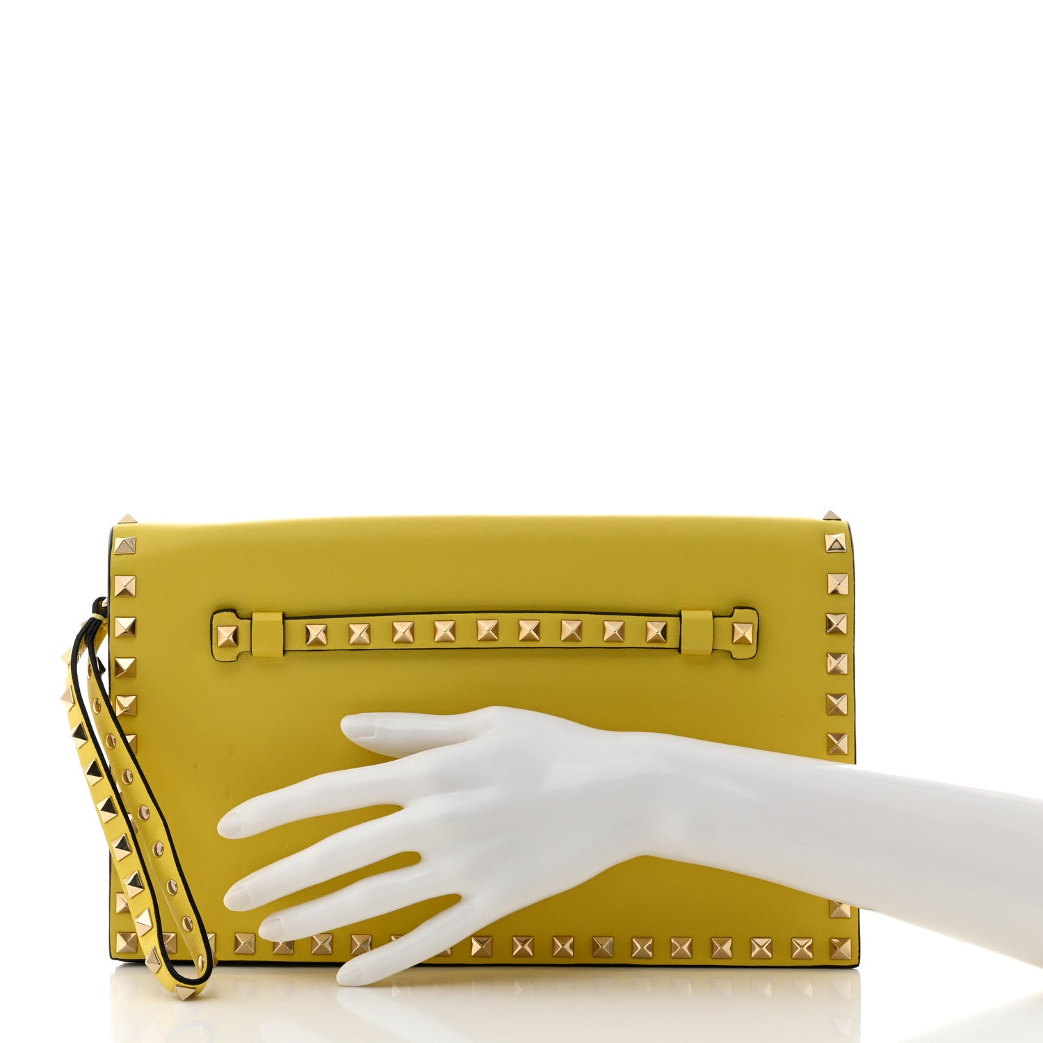 Valentino Garavani Nappa Rockstud Wristlet Clutch Naples Yellow 2 of 9