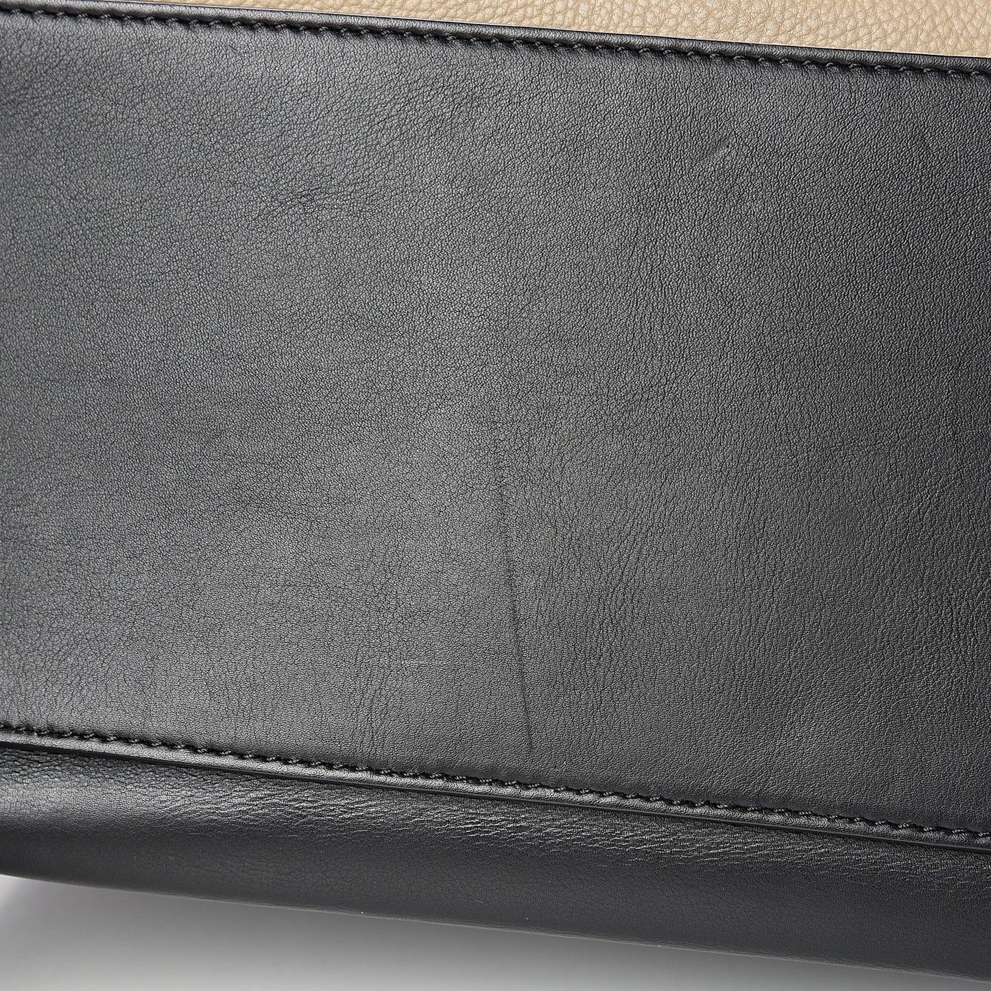 Textured Calfskin Medium Bi-Color Edge Shoulder Bag Black Beige