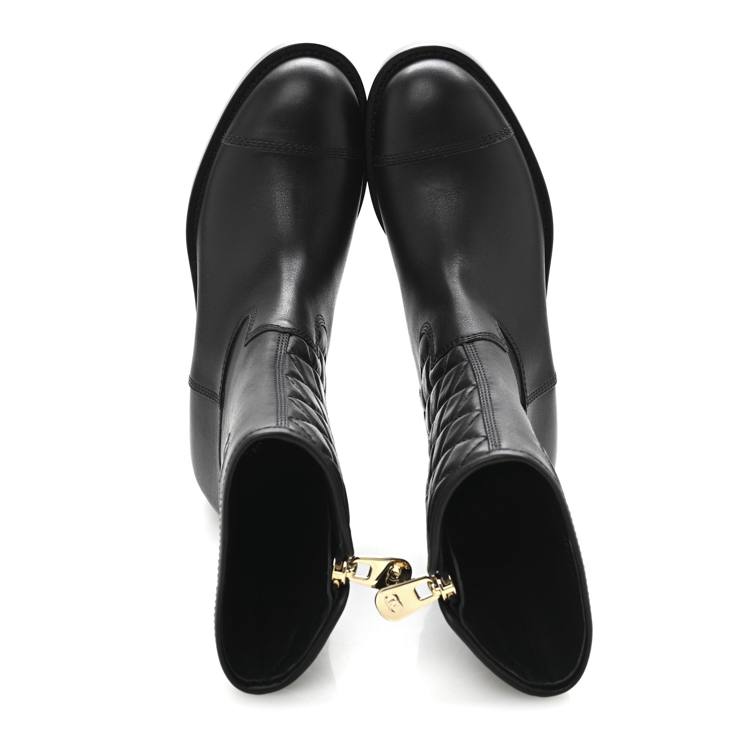 Chanel Calfskin Quilted CC Boots 38.5 Black 2 of 10