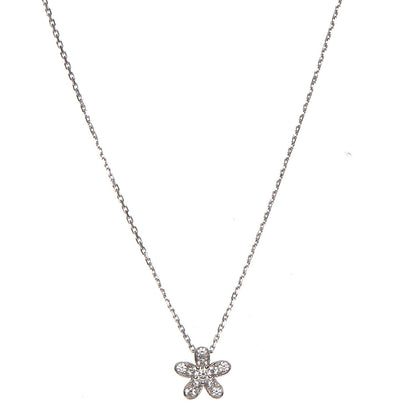 Van Cleef & Arpels 18K White Gold Diamond Socrate One Flower Pendant Necklace 1 of 9
