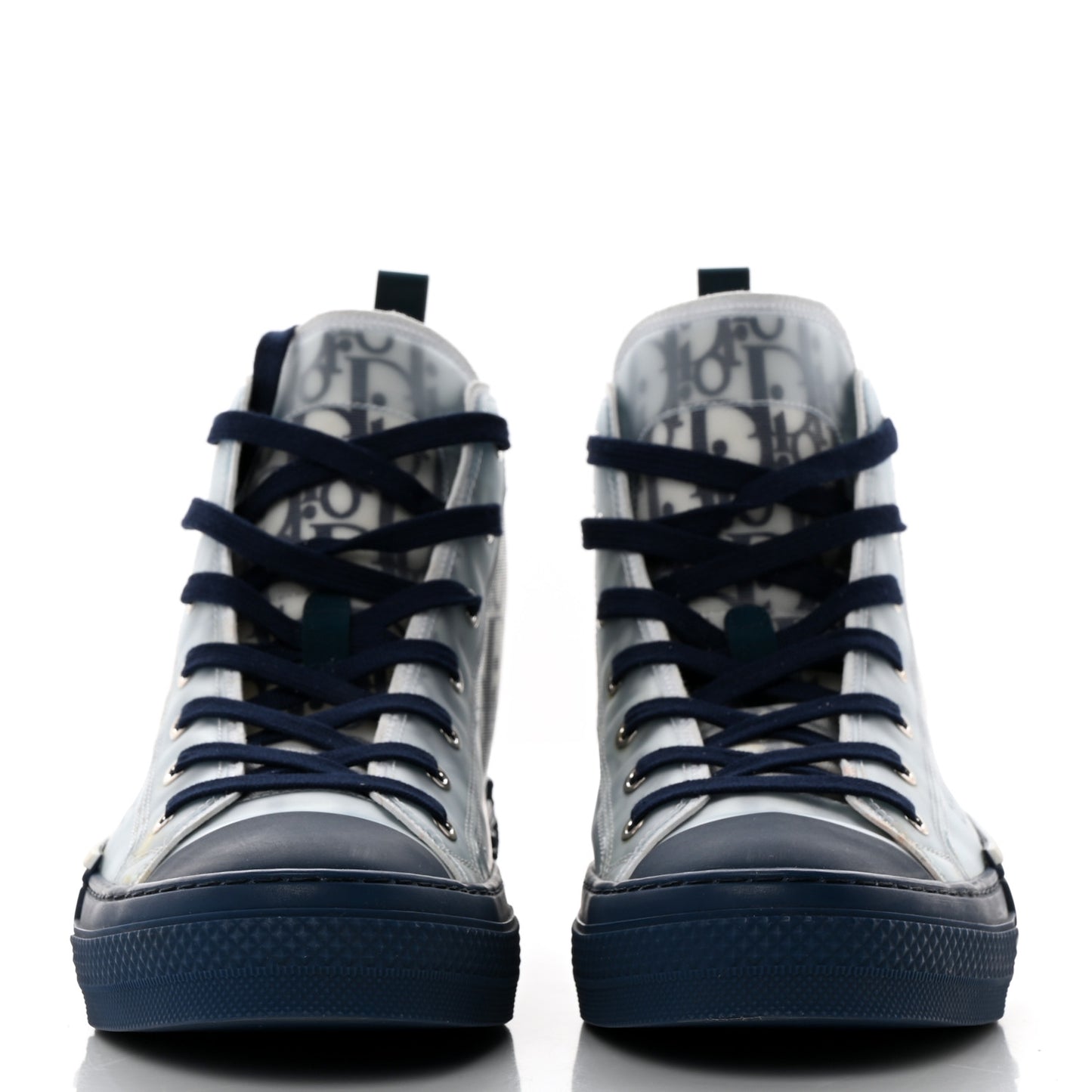 Technical Canvas Oblique Mens B23 High Top Sneakers 43 White Blue