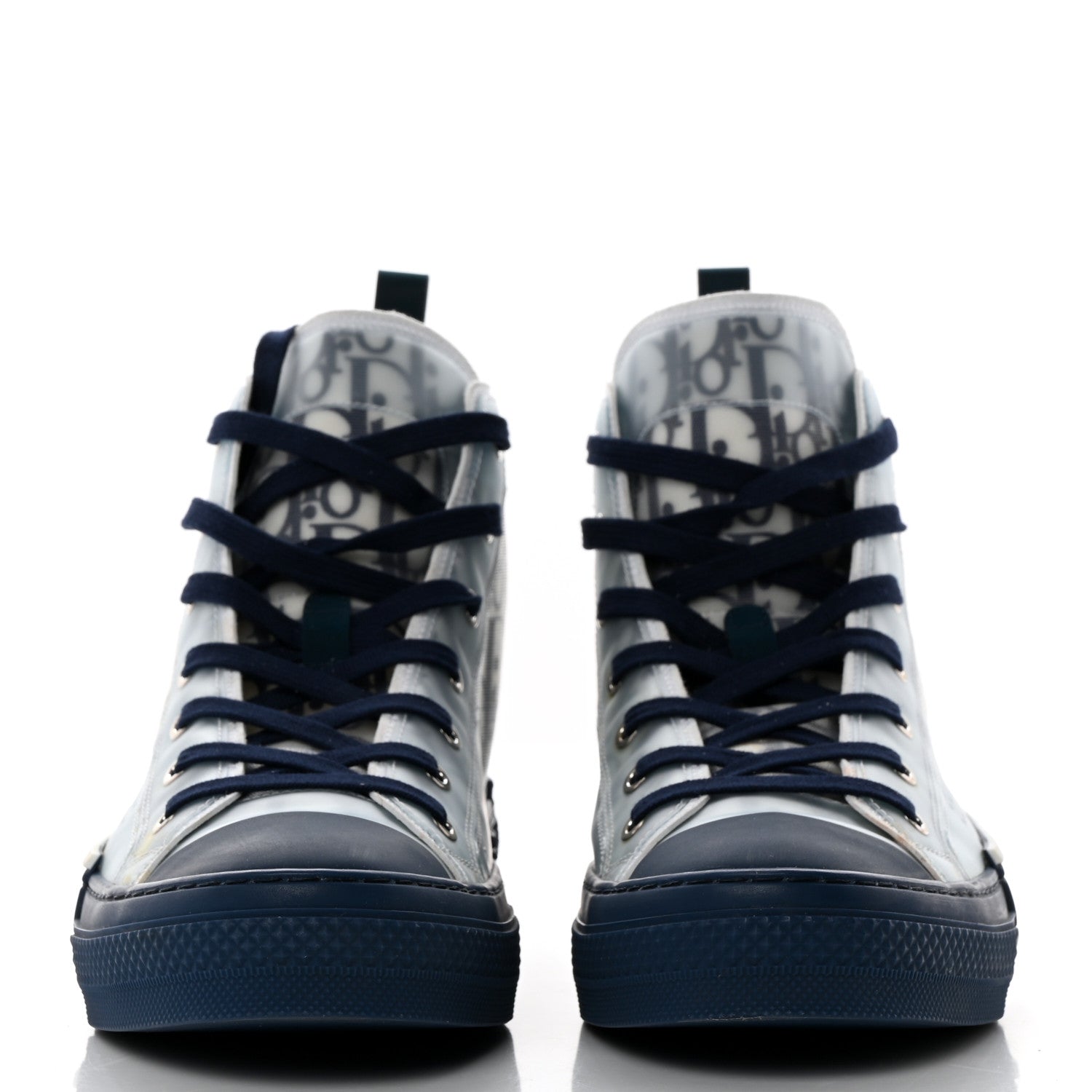 Christian Dior Technical Canvas Oblique Mens B23 High Top Sneakers 43 White Blue 2 of 9
