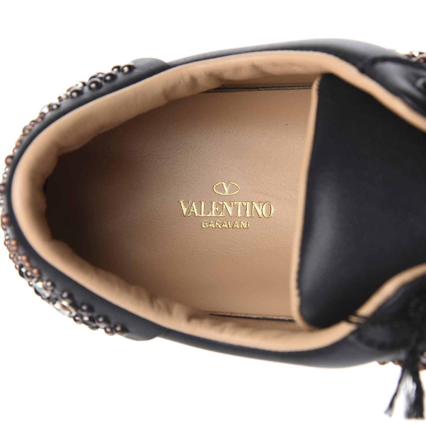 Calfskin Mens Stud Sneakers 44 Black