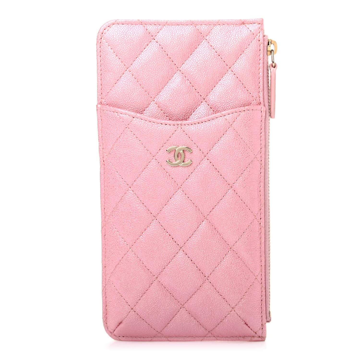 Chanel Iridescent Caviar Quilted Classic Flat Wallet Pouch Pink 1 of 7