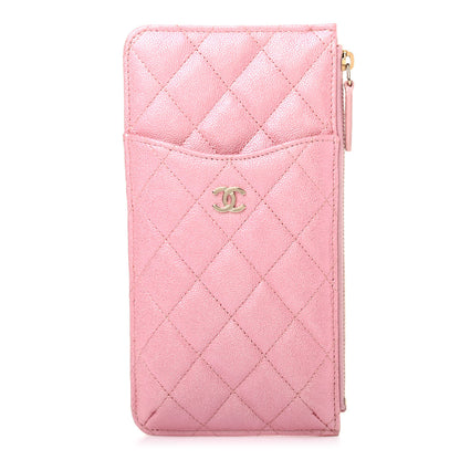 Chanel Iridescent Caviar Quilted Classic Flat Wallet Pouch Pink 1 of 7