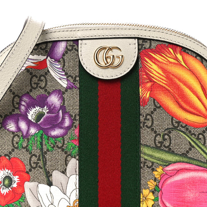 Gucci GG Supreme Monogram Flora Web GG Small Ophidia Dome Shoulder Bag White 9 of 11
