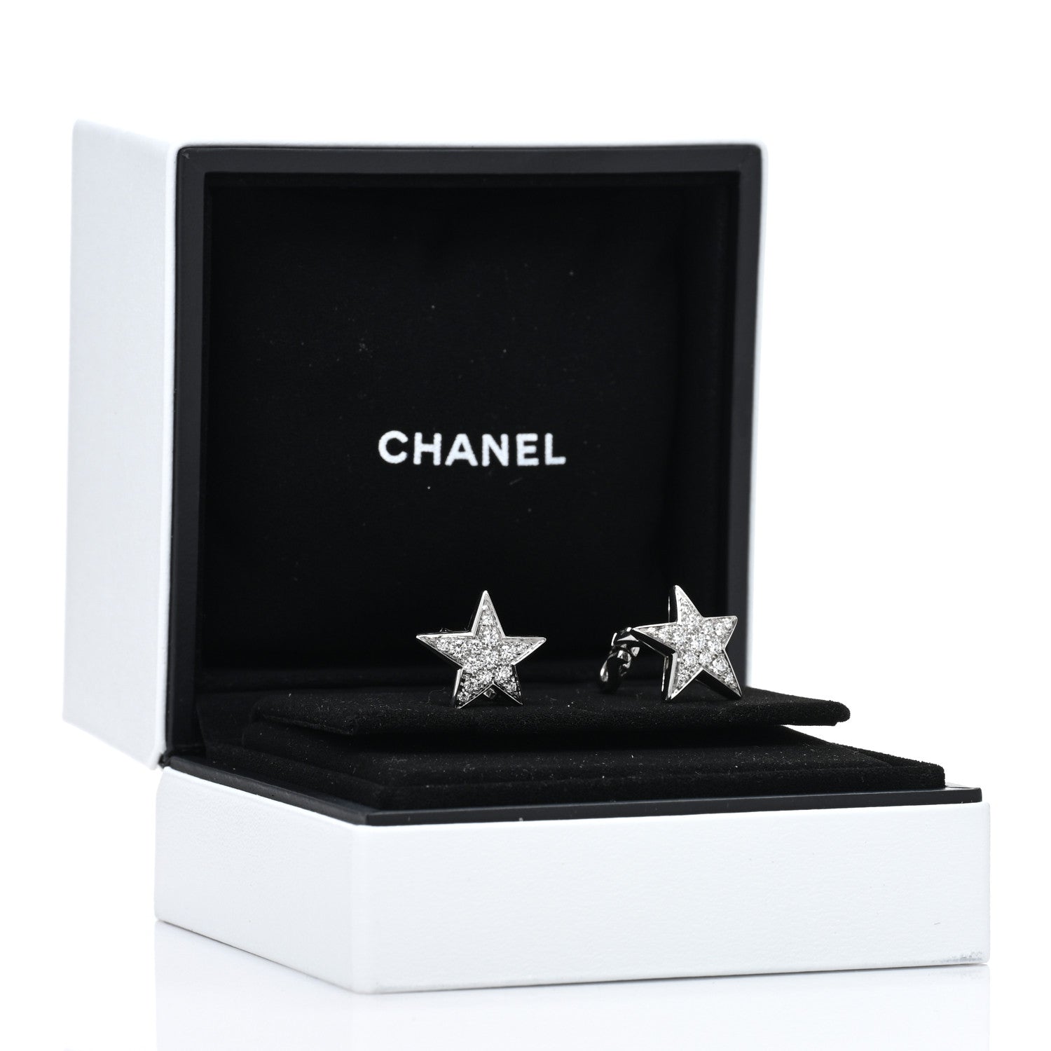 Chanel 18K White Gold Diamond Medium Comete Geode Earrings 5 of 5