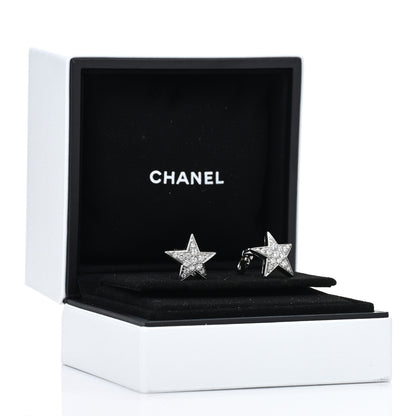 Chanel 18K White Gold Diamond Medium Comete Geode Earrings 5 of 5