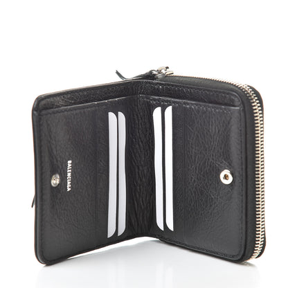 Balenciaga Agneau Classic Silver Hardware Compact Wallet Black 5 of 10