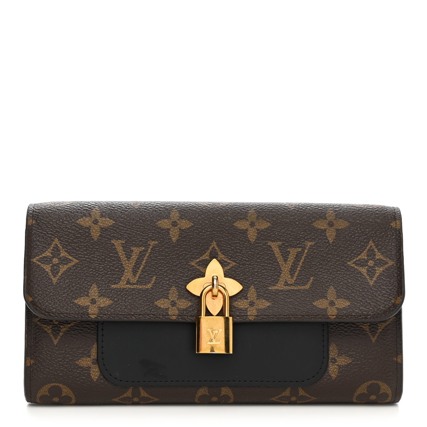 Louis Vuitton Monogram Flower Lock Long Wallet Black 1 of 9