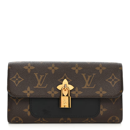 Louis Vuitton Monogram Flower Lock Long Wallet Black 1 of 9