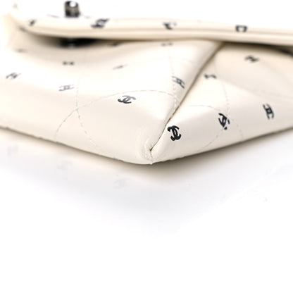 Chanel Printed Lambskin Logo CC Envelope Clutch With Chain White 6 of 13
