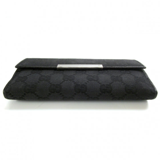 Monogram Engraved Metal Plate Continental Wallet Black