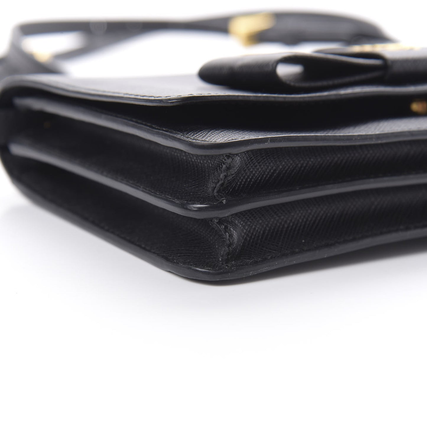 Saffiano Bow Flap Wallet Black