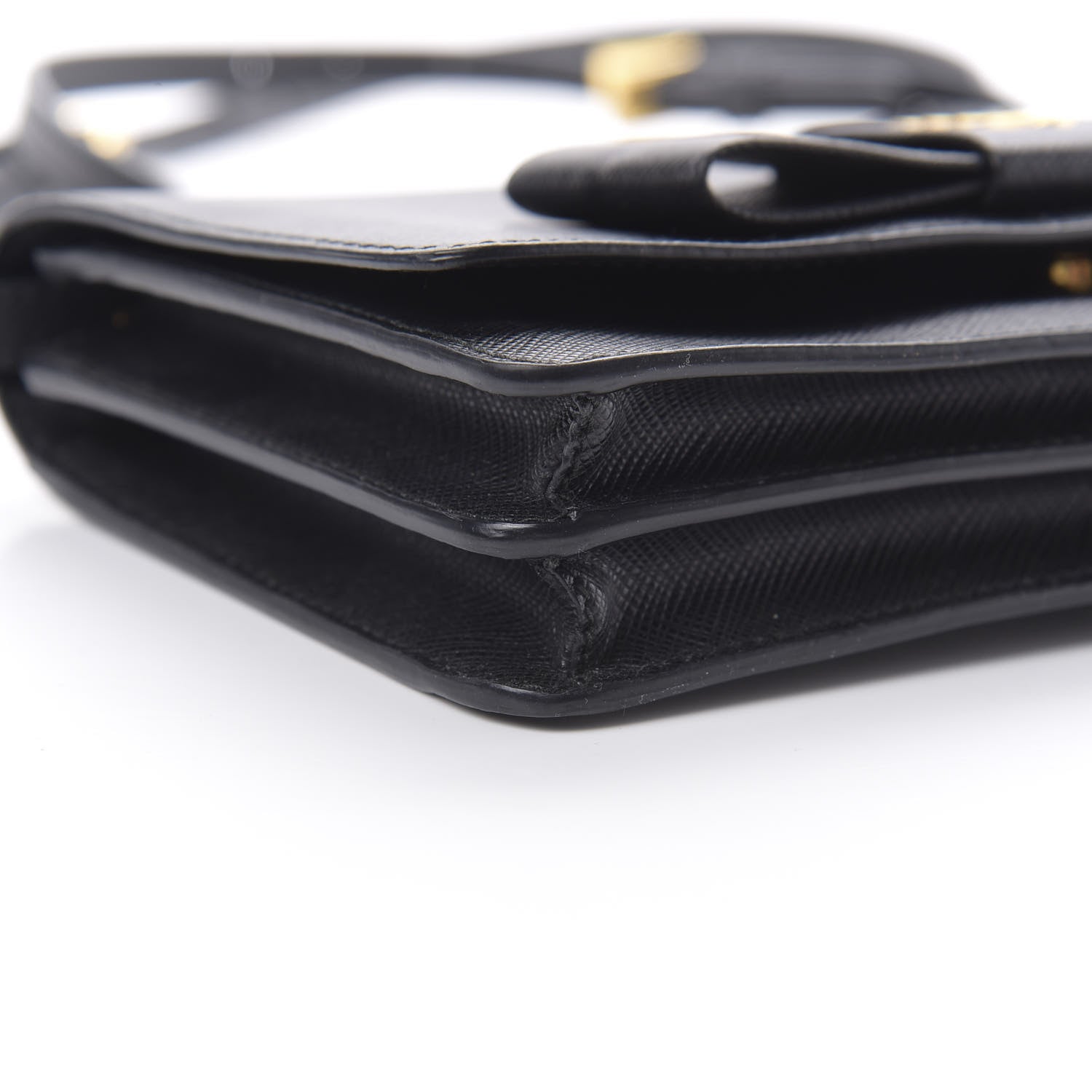 Prada Saffiano Bow Flap Wallet Black 10 of 11