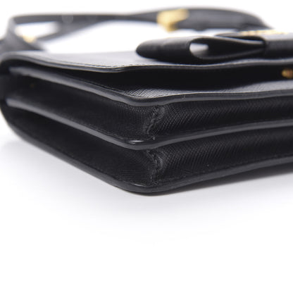 Prada Saffiano Bow Flap Wallet Black 10 of 11