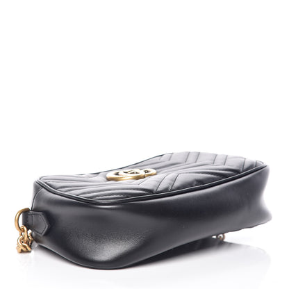 Gucci Calfskin Matelasse Small GG Marmont Chain Shoulder Bag Black 4 of 9