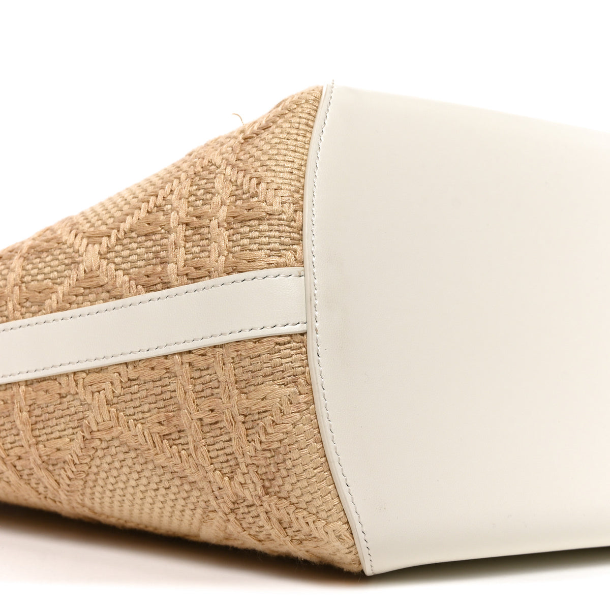 Christian Dior Raffia Calfskin Cannage Blooming Small Tote Beige White 9 of 10