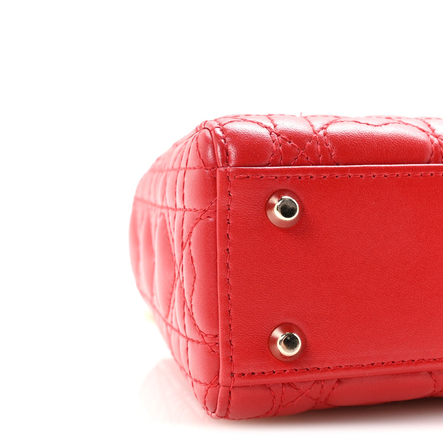 Christian Dior Calfskin Cannage Dioramour Mini Lady Dior Bag Bright Red 8 of 10