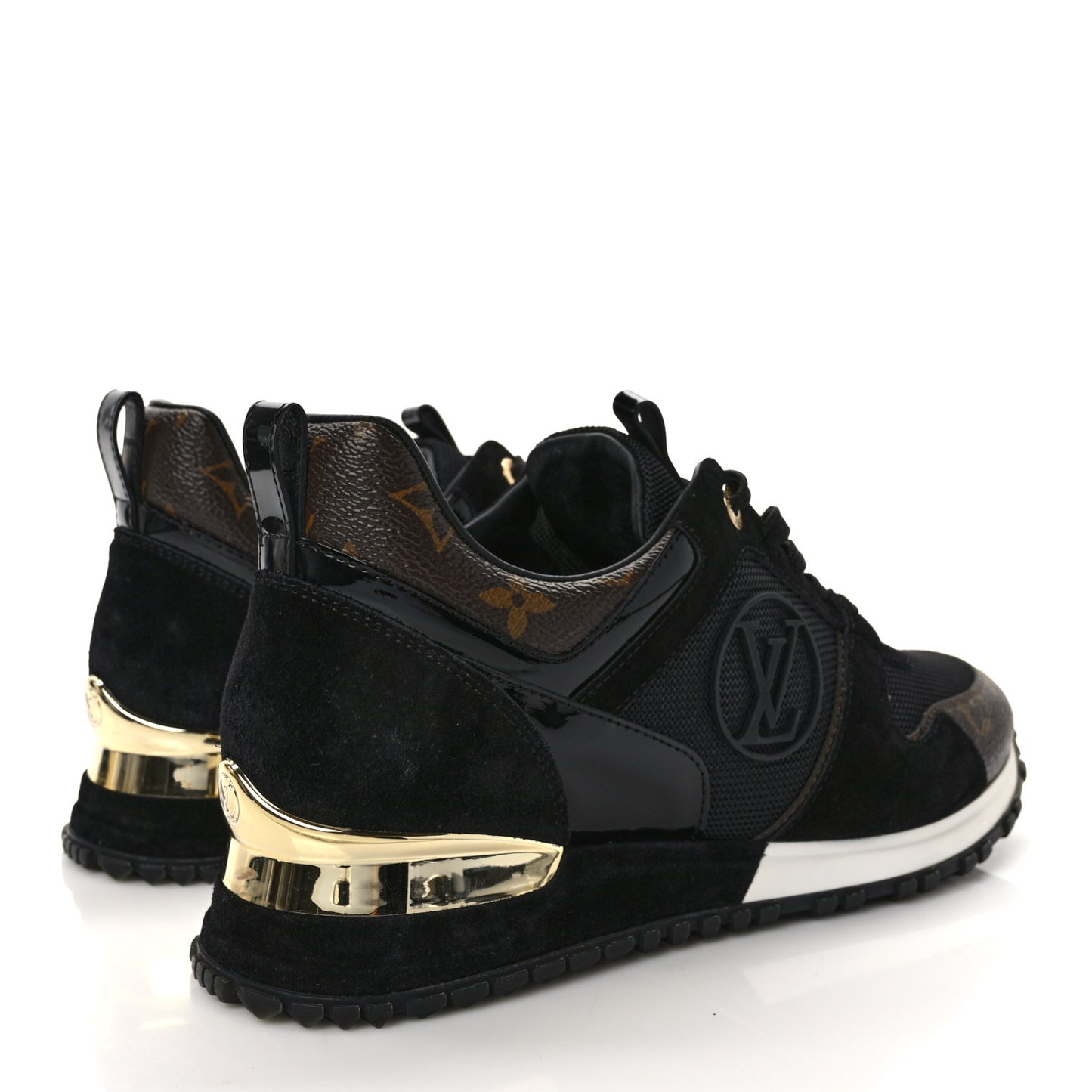 Suede Monogram Run Away Sneakers 38.5 Black