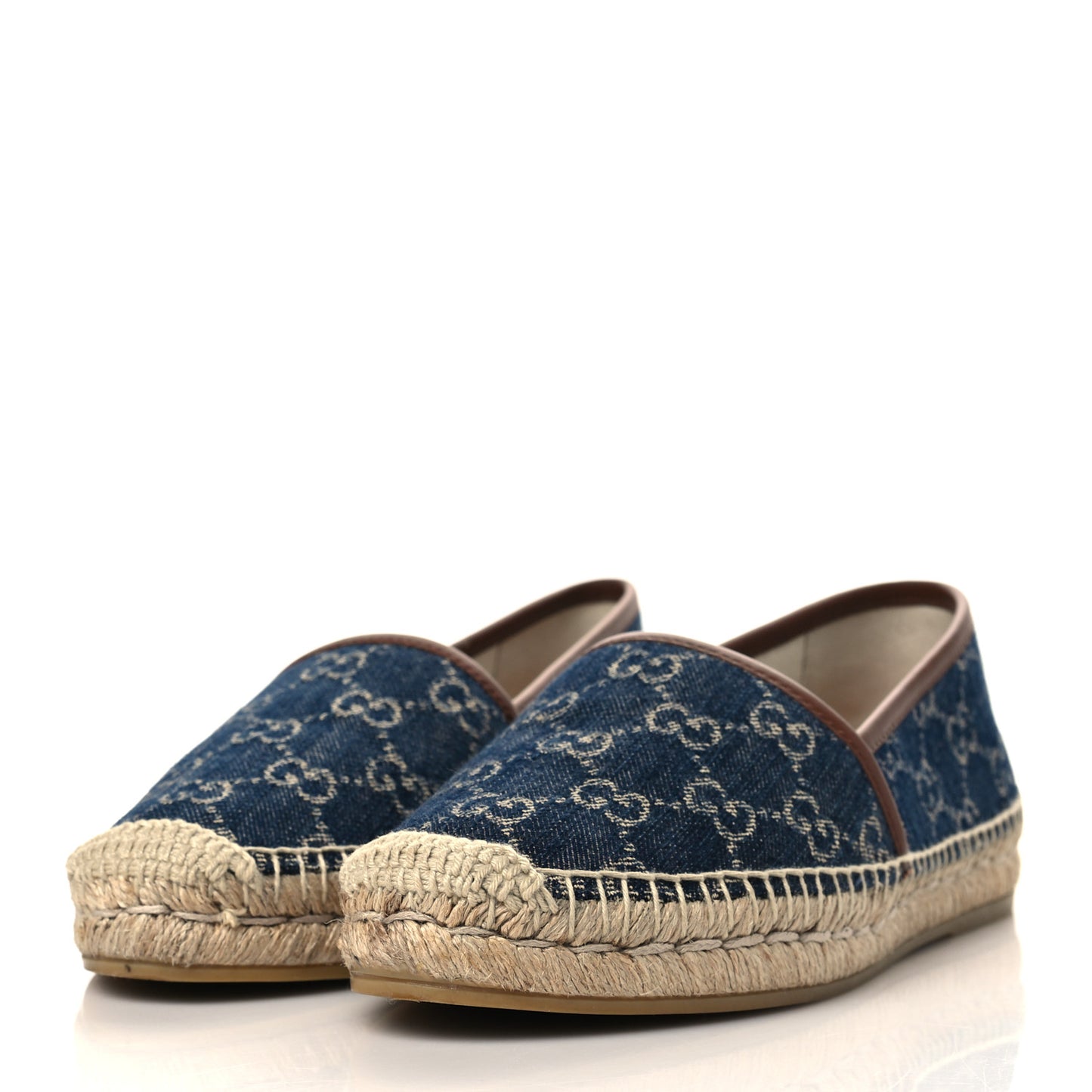 Denim GG Monogram Espadrilles 39.5 Blue Tea Cuir