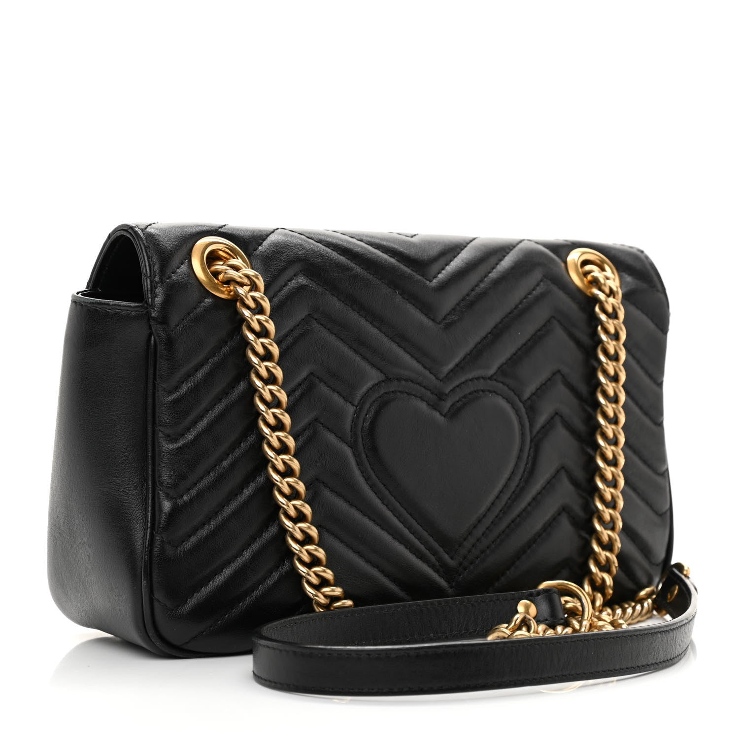 Gucci Calfskin Matelasse Small GG Marmont Shoulder Bag Black 3 of 10