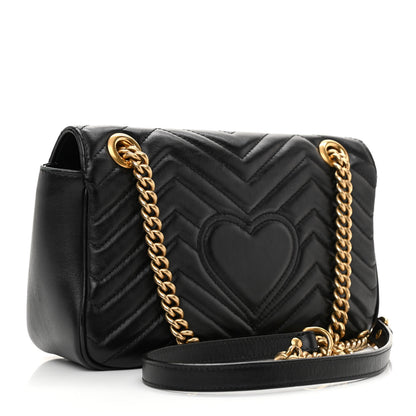 Gucci Calfskin Matelasse Small GG Marmont Shoulder Bag Black 3 of 10