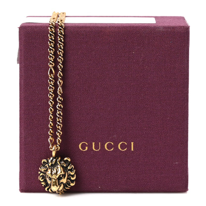 Gucci Metal Lion Head Necklace Aged Gold Multicolor 6 of 6