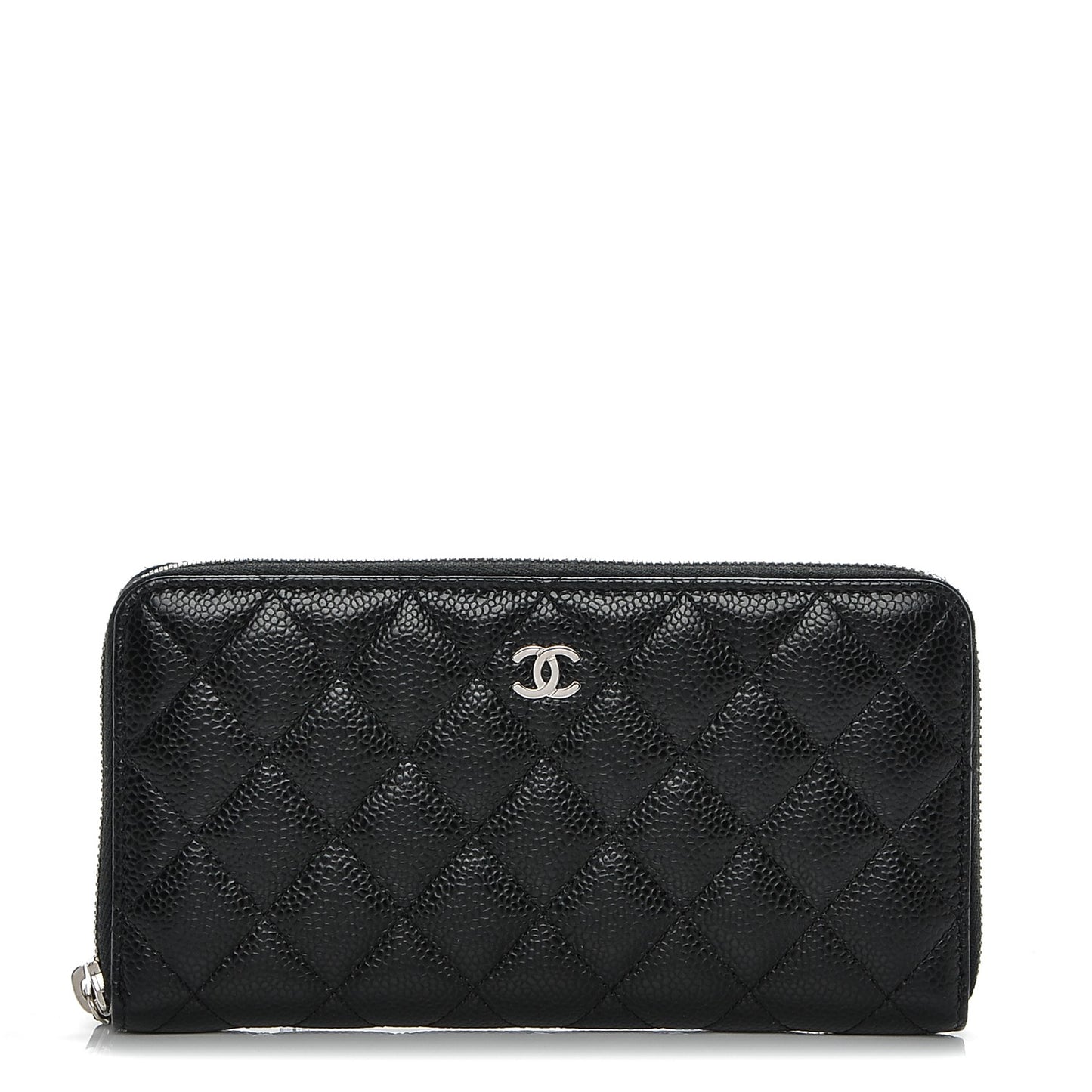 Caviar Quilted Large Gusset Zip Around Wallet Black