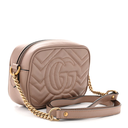 Gucci Calfskin Matelasse Mini GG Marmont Chain Shoulder Bag Porcelain Rose 3 of 13
