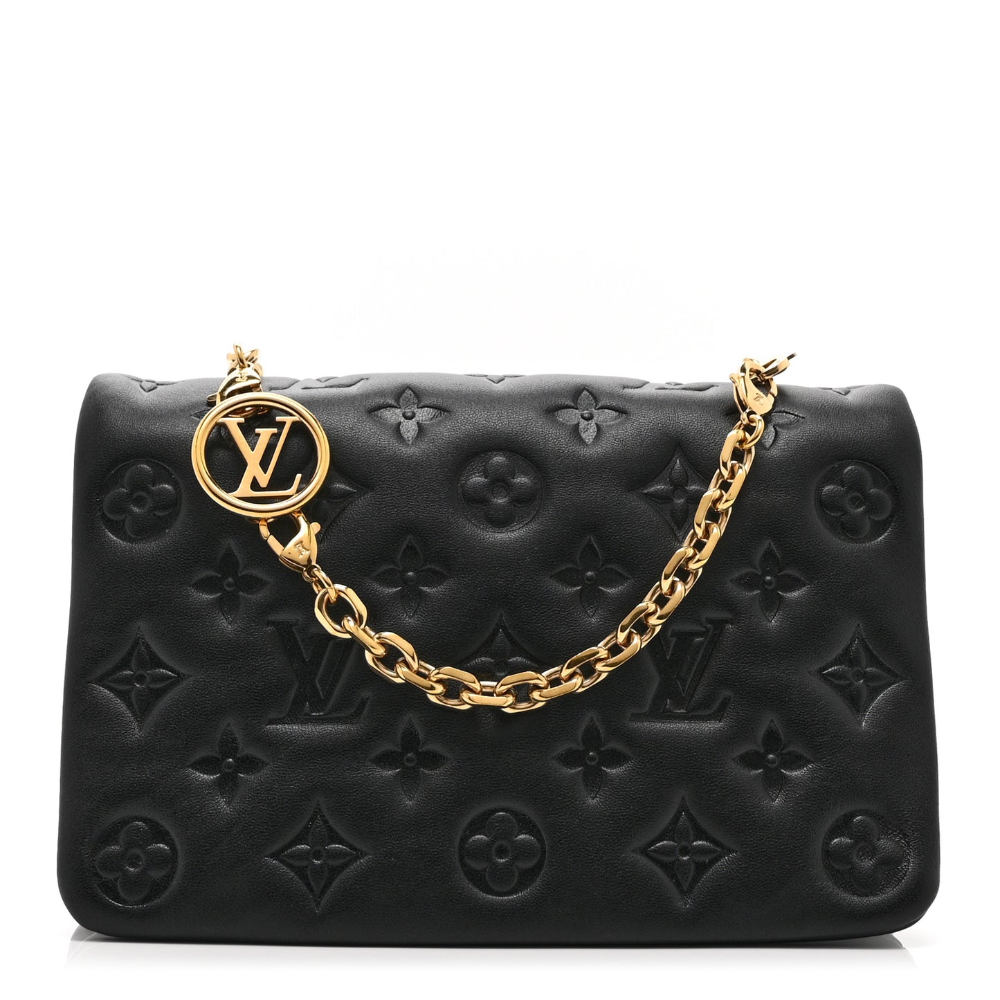 Lambskin Embossed Monogram Pochette Coussin Black