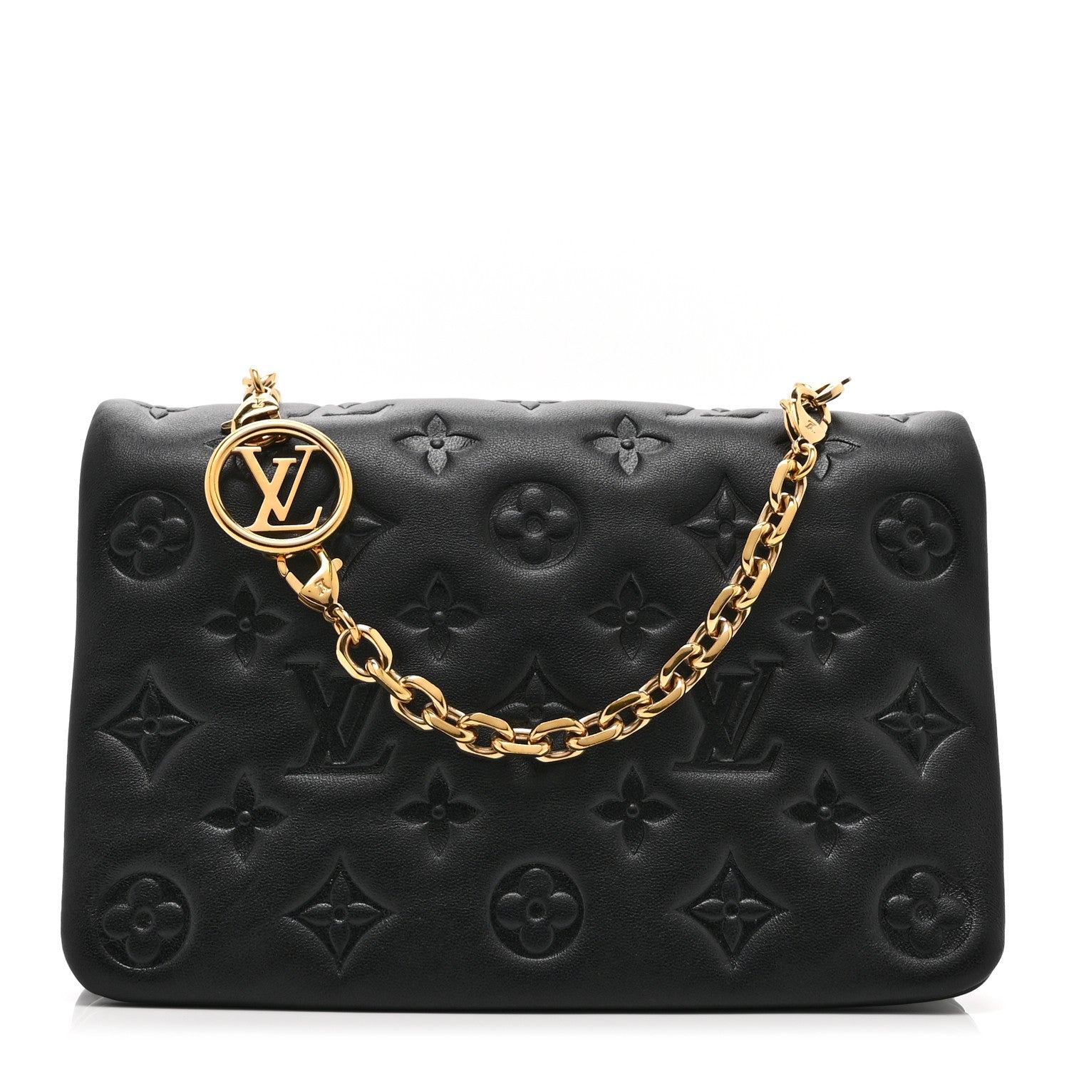 Louis Vuitton Lambskin Embossed Monogram Pochette Coussin Black 1 of 9